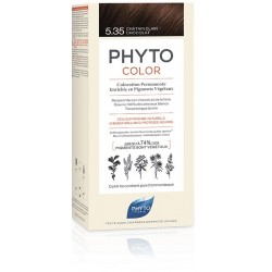 PHYTOCOLOR 5,35 CASTANO CHIARO CIOCCOLATO LATTE + CREMA + MASCHERA + FOGLIETTO ILLUSTRATIVO + 1 PAIO DI GUANTI