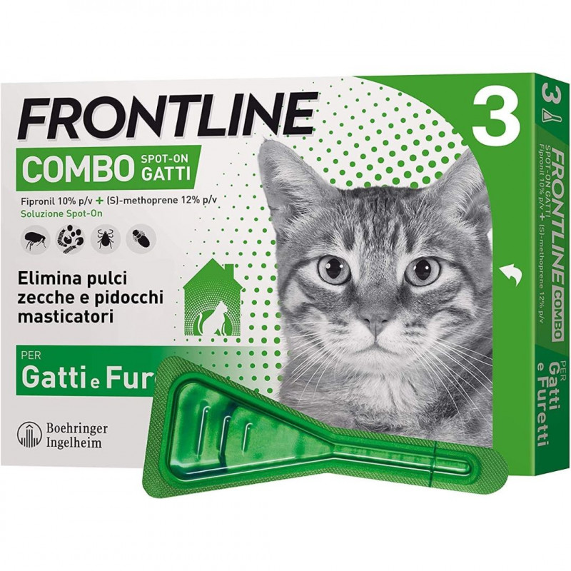 FRONTLINE COMBO SOLUZIONE SPOT ON GATTI 3 PIPETTE MONODOSE FRONTLINE COMBO SOLUZIONE SPOT ON GATTI 3 PIPETTE MONODOSE