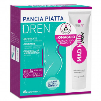 PANCIA PIATTA DREN FRUTTI BOSCO 14 STICK PACK + VERALAB FANGO 100ML