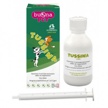 TUSSINA FLACONE MANGIME COMPLEMENTARE CANI GATTI CON SIRINGA DOSATRICE FORMA LIQUIDA 100 G BUONAPET