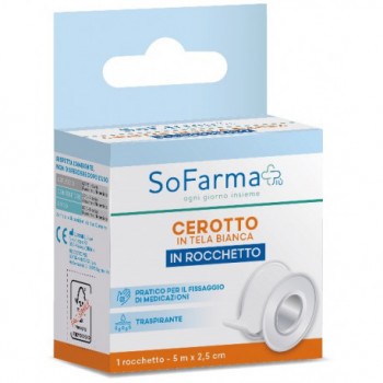 SOFARMAPIÙ CEROTTO TELA BIANCA IN ROCCHETTO 5M X 2,5CM