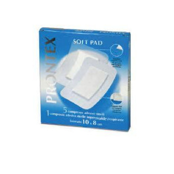GARZA COMPRESSA PRONTEX SOFT PAD 10X8 CM 6 PEZZI (5 TNT + 1 IMPERMEABILE AQUA PAD)