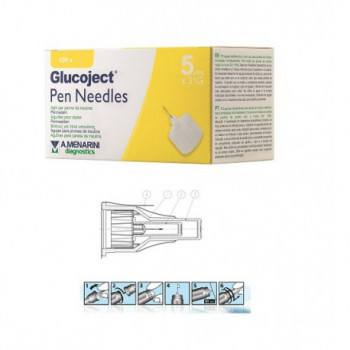 AGO PER PENNA DA INSULINA GLUCOJECT LUNGHEZZA 5 MM GAUGE 31 100 PEZZI