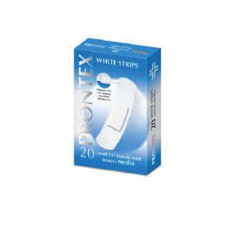CEROTTO PRONTEX WHITE STRIPS IN TESSUTO NON TESSUTO BIANCO STERILE SCATOLA 20 CEROTTI MEDI