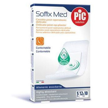 CEROTTO PIC SOFFIX MED IN TNT CON TAMPONE CENTRALE ASSORBENTE STERILE MONOUSO 10X12 CM ANTIBATTERICO 5 PEZZI