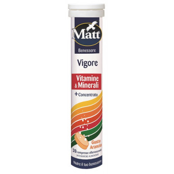 MATT BENESSERE VIGORE VITAMINE & MINERALI 20 COMPRESSE EFFERVESCENTI GUSTO ARANCIA