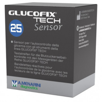 STRISCE MISURAZIONE GLICEMIA GLUCOFIX TECH SENSOR 25 PEZZI