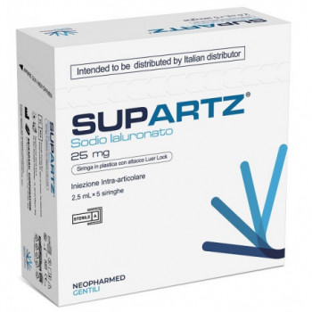 SIRINGA PRERIEMPITA INTRA-ARTICOLARE SUPARTZ ACIDO IALURONICO 25 MG 2,5 ML 5 PEZZI