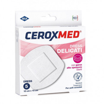 DRESS DELICATI CEROXMED CON GARZA ALTO SPESSORE PER PELLI SENSIBILI 10X10CM 5 PEZZI