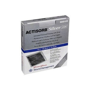 MEDICAZIONE IN CARBONE ATTIVO CON ARGENTO ACTISORB SILVER 10,5X10,5 CM 3 PEZZI