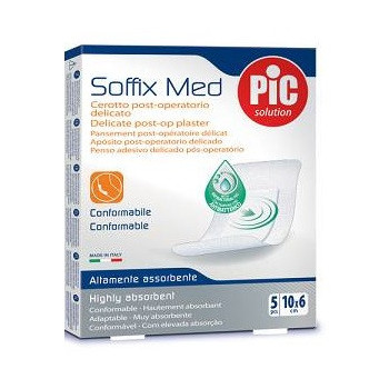 CEROTTO PIC SOFFIX MED IN TNT CON TAMPONE CENTRALE ASSORBENTE STERILE MONOUSO 10X6 CM ANTIBATTERICO 5 PEZZI