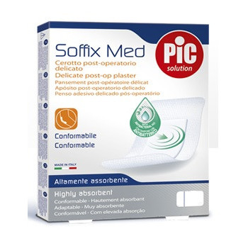 CEROTTO PIC SOFFIX MED IN TNT CON TAMPONE CENTRALE ASSORBENTE STERILE MONOUSO STERILE 25X10 CM ANTIBATTERICO 3 PEZZI