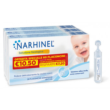 SOLUZIONE FISIOLOGICA NARHINEL 3 PACK PROMO 2022 DA 20 FLACONCINI DA 5 ML