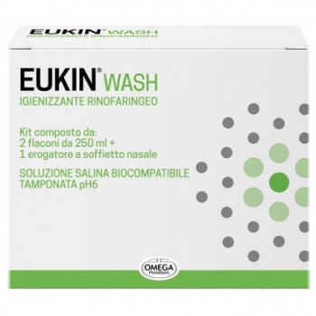 EUKIN WASH IGIENIZZANTE RINOFARINGEO KIT 2 FLACONI DA 250 ML + EROGATORE A SOFFIETTO NASALE