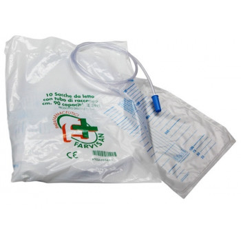 SACCA PER URINA LETTO MONOUSO NON STERILE 2000 ML TUBO 90 CMVALVOLA ANTIREFLUSSO SENZA RUBINETTO DI SCARICO