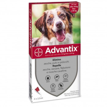 ADVANTIX SPOT ON ANTIPARASSITARIO CANI (10-25 KG) 4 PIPETTE 2.5 ML