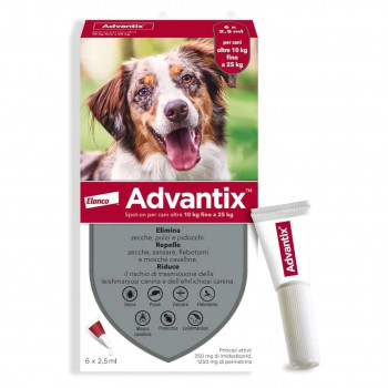 ADVANTIX SPOT ON CANI 10–25 KG ANTIPARASSITARIO 6 PIPETTE