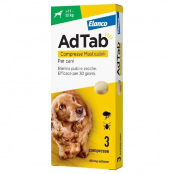 ADTAB COMPRESSE MASTICABILI CANI 11–22 KG ANTIPARASSITARIO 3 CPR