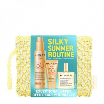 NUXE SILKY SUMMER ROUTINE 2026 1 CREMA VISO SPF50+ 50 ML + 1 SPRAY VISO & CORPO SPF50 150 ML +1 HUILE PRODIGIEUSE SECHE MULTI-FU