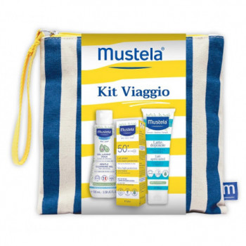 MUSTELA KIT VIAGGIO 2026 1 DETERGENTE DELICATO 100 ML + 1 LATTE SOLARE 50+ 40 ML + 1 LATTE DOPOSOLE 100 ML