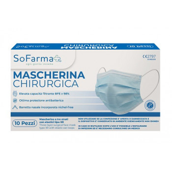MASCHERINA CHIRURGICA HIGH PROTECTION MASK COLORE BLU 10 PEZZI