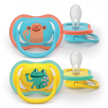 PHILIPS AVENT SUCCHIETTI ULTRA AIR +18M AZZURRO CON SCIMMIA GIALLO CON RANA 2 PEZZI