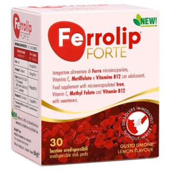 FERROLIP FORTE 30 BUSTINE ORODISPERSIBILI GUSTO LIMONE CON EDULCORANTI NEW
