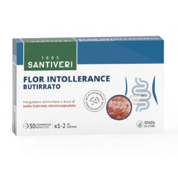 FLOR INTOLLERANCE BUTIRRATO 30 COMPRESSE RIVESTITE SENZA GLUTINE E LATTOSIO