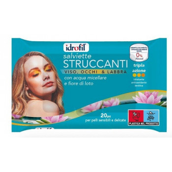 IDROFIL SALVIETTINE STRUCCANTI ACQUA MICELLARE E FIOR DI LOTO 20 PEZZI