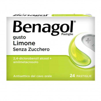 BENAGOL LIMONE SENZA ZUCCHERO ANTISETTICO CAVO ORALE 24 PASTIGLIE