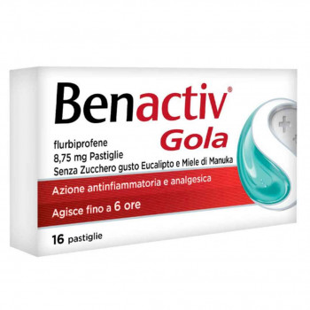 BENACTIV GOLA SENZA ZUCCHERO GUSTO EUCALIPTO E MIELE 16 PASTIGLIE